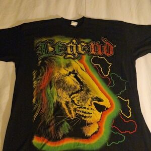 Vintage Pro Team Rasta Lion "Legend" Graphic Tee Black 4XL Tall‎ Heavyweight
